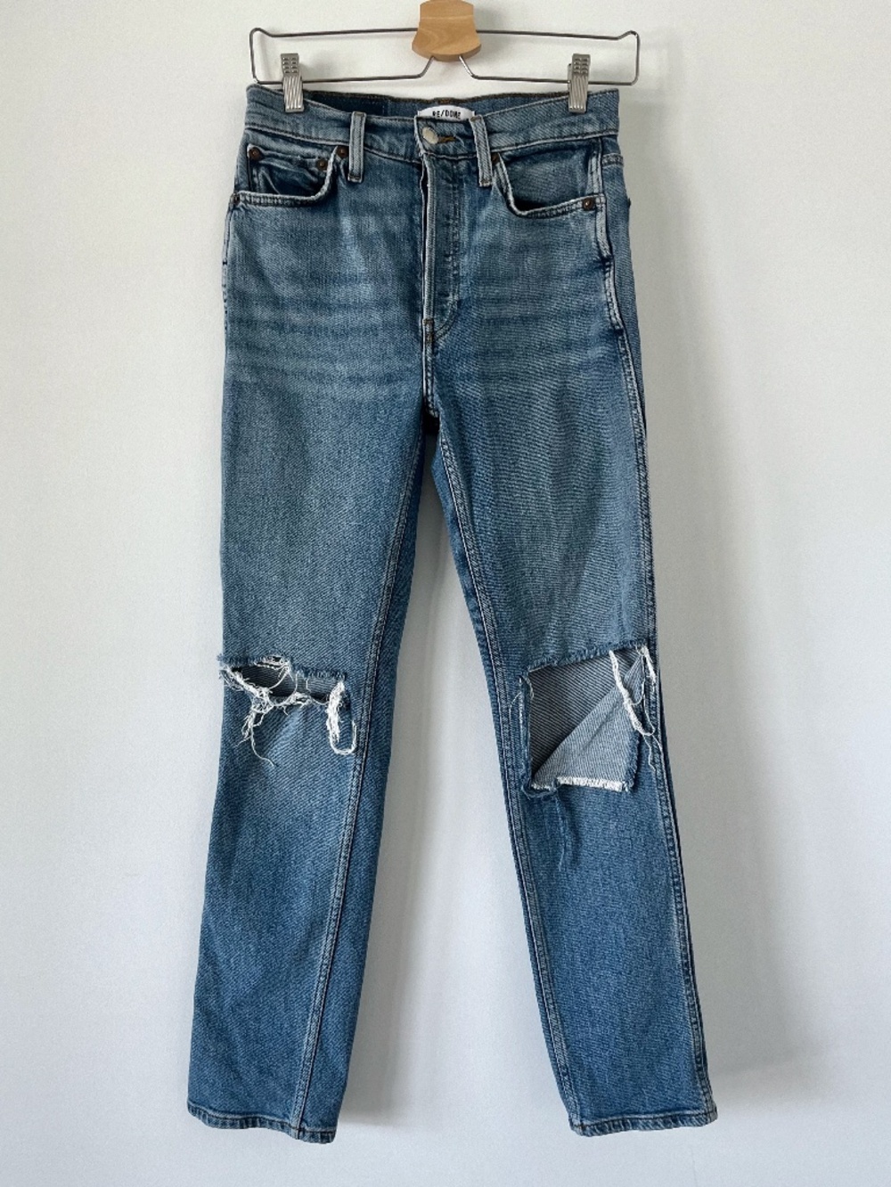 RE/DONE 80S Slim Straight Brisk Blue with Rips 26